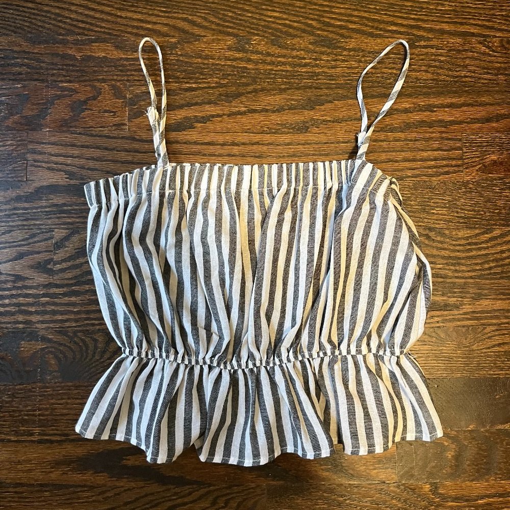 Grey & White Striped Tank Top